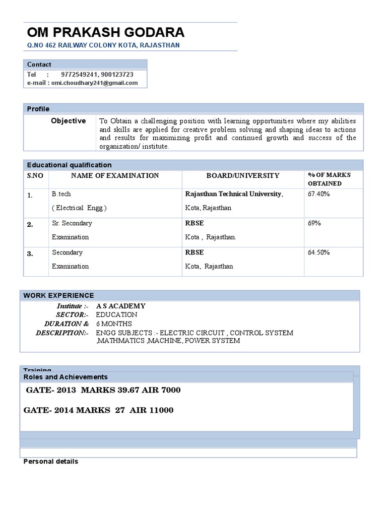 Resume of Om Prakash Godara | PDF