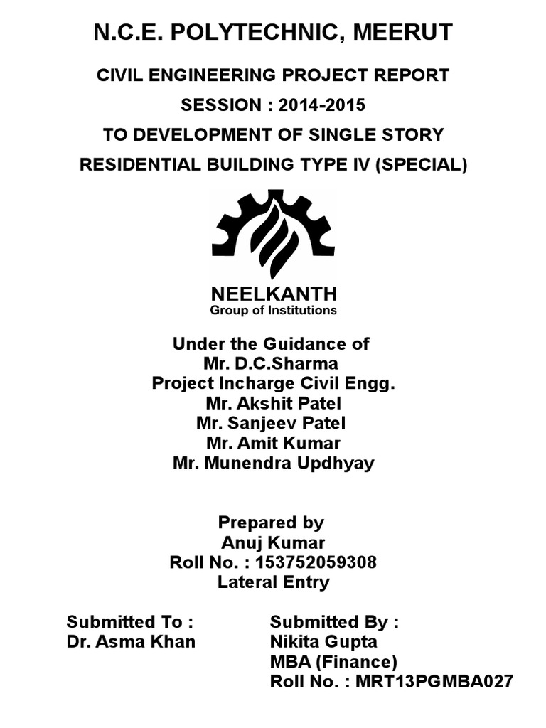 Civil Engineering Project Report 2015 | PDF | Technology & Engineering