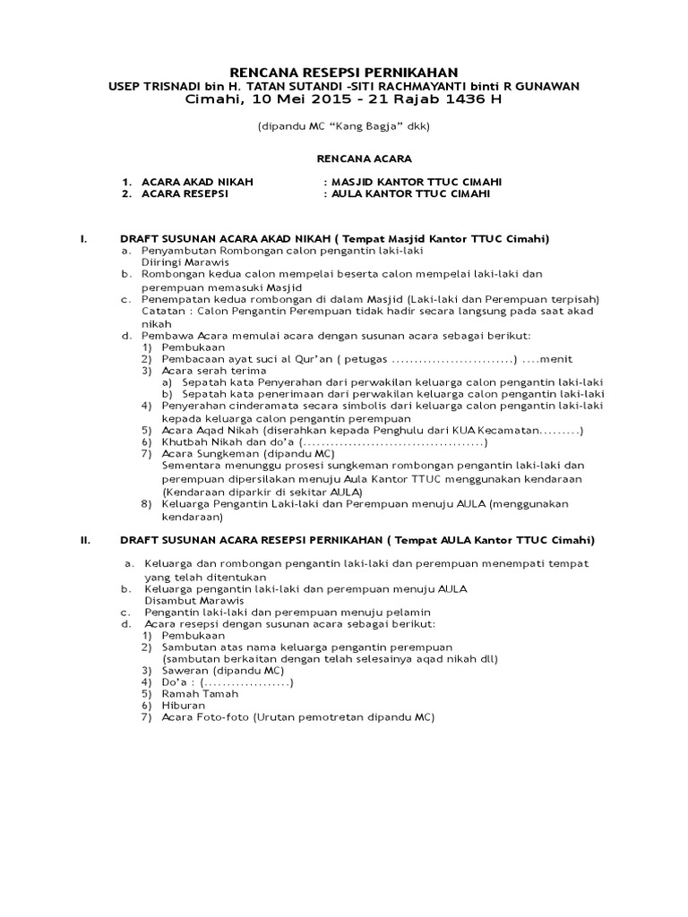 Susunan Acara Walimatul Ursy Pendukung Ilmu