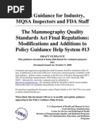 Download The Mammography Quality Standards Act Final Regulations- Modifications and Additions to Policy Guidance Help System 13 by radRounds Radiology Network SN26471171 doc pdf