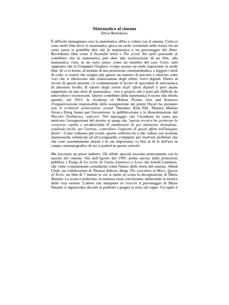 Matematica Al Cinema | PDF