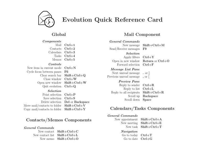Evolution Keyboard Shortcuts Guide | PDF