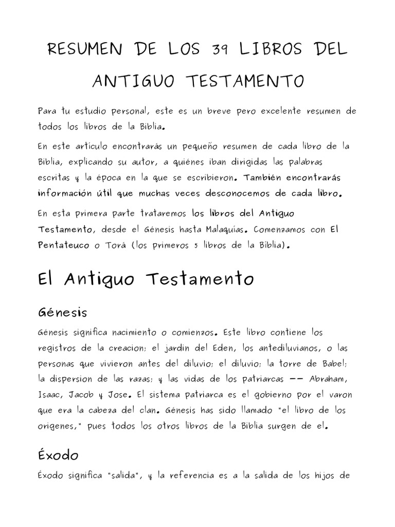 Resumen de los 39 Libros del Antiguo Testamento PDF Viejo