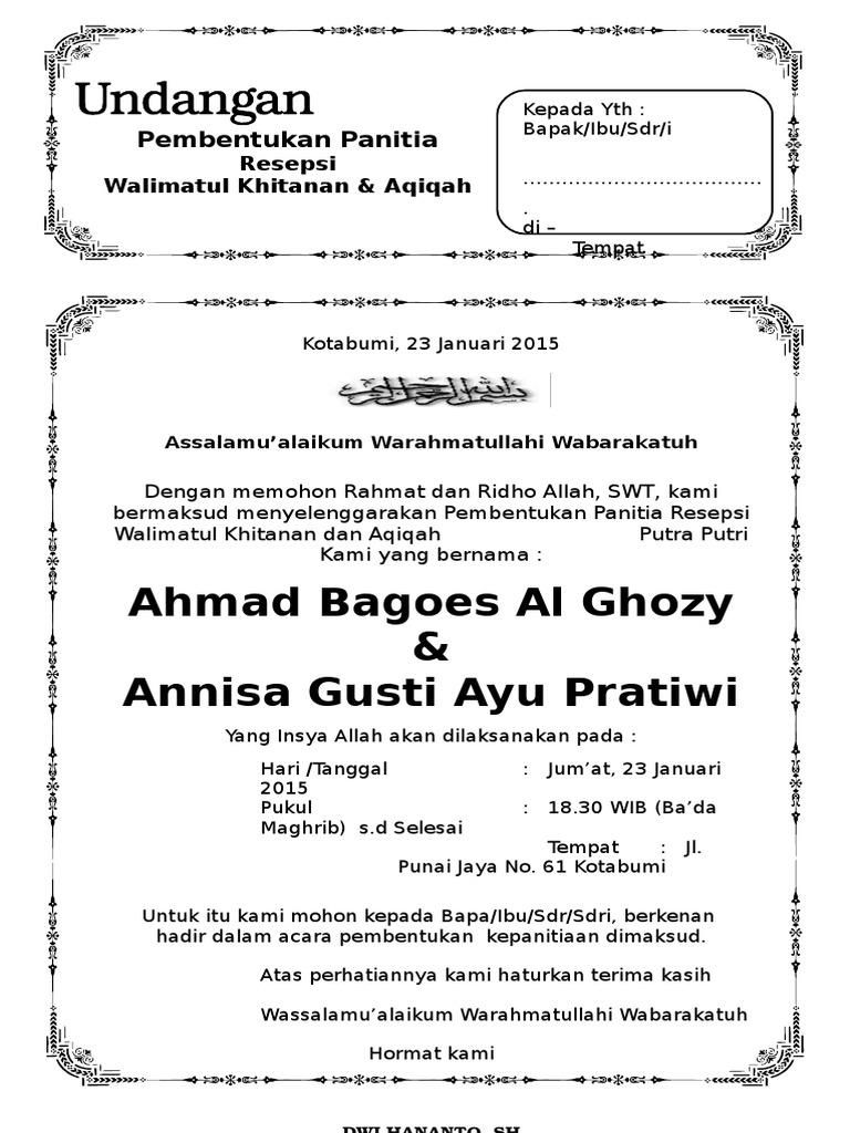 9300 Koleksi Contoh Format Undangan Aqiqah Gratis