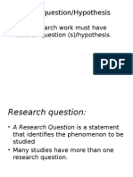 Research Question and Hypothesis