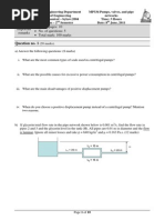 Exam On Pumps and Pipe Networks