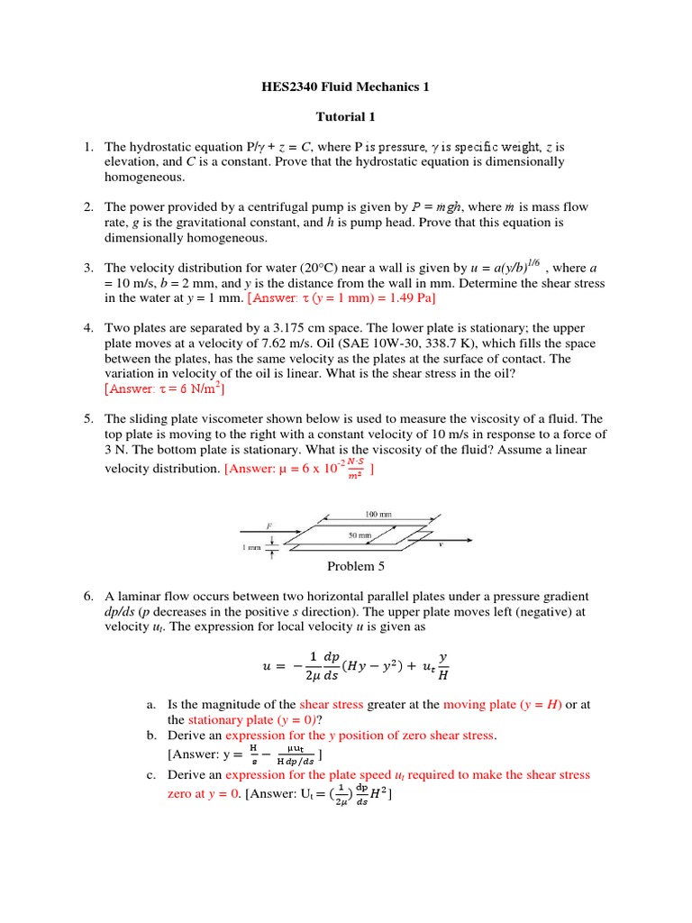 Fluid Mechanics Shear Stress Viscosity