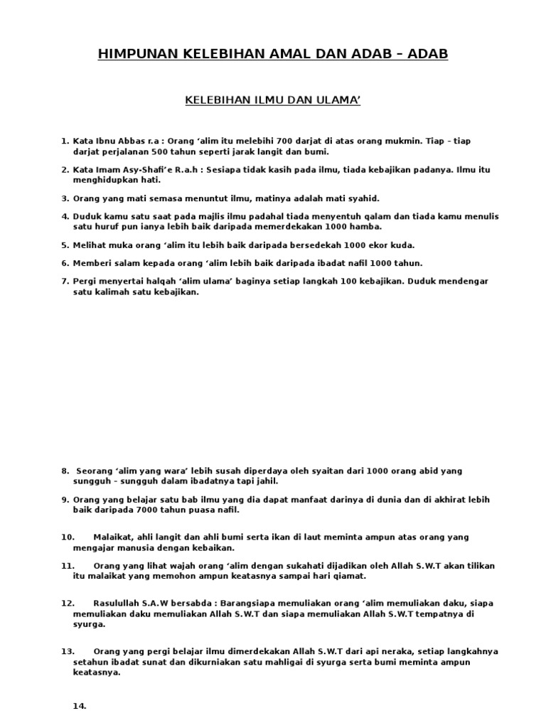 Himpunan Kelebihan Amal Dan Adab Pdf