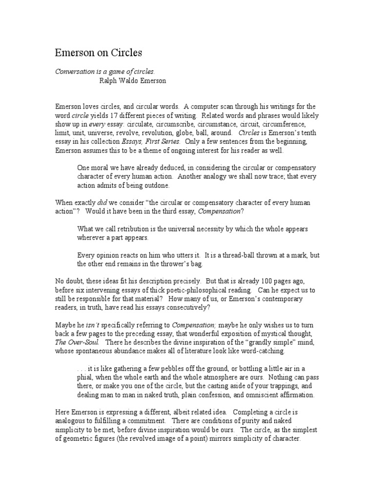 09 Emerson Circles PDF Ralph Waldo Emerson Essays