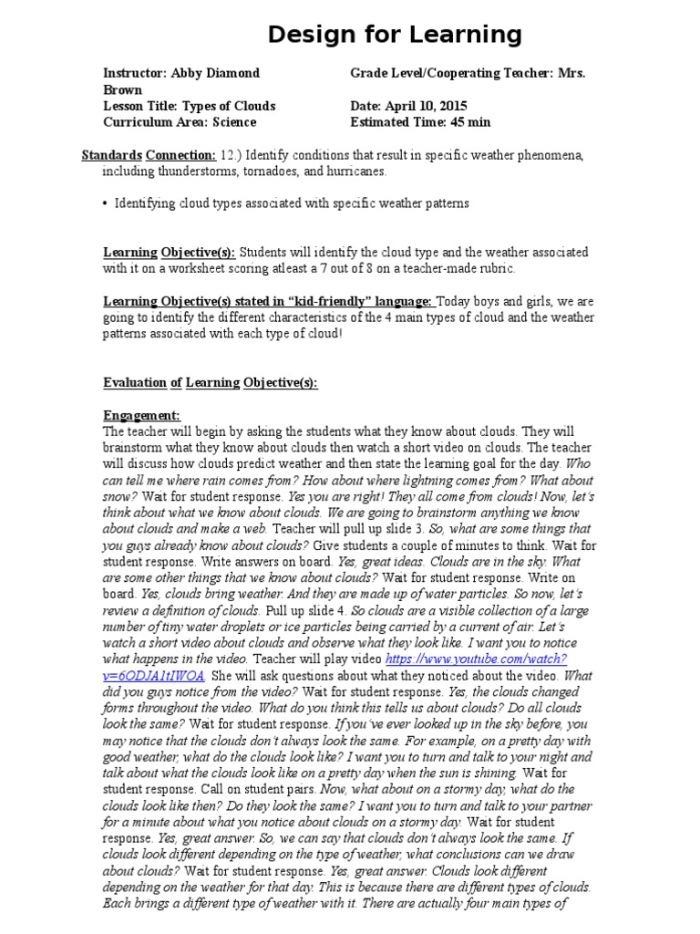 Worksheets Cloud Types Worksheet clouds science lesson plan autosaved cloud weather