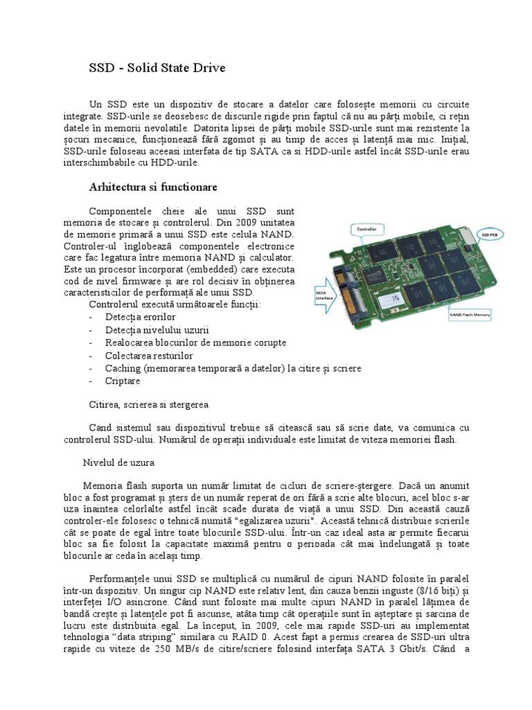 SSD - Solid State Drive: Arhitectura Si Functionare | PDF