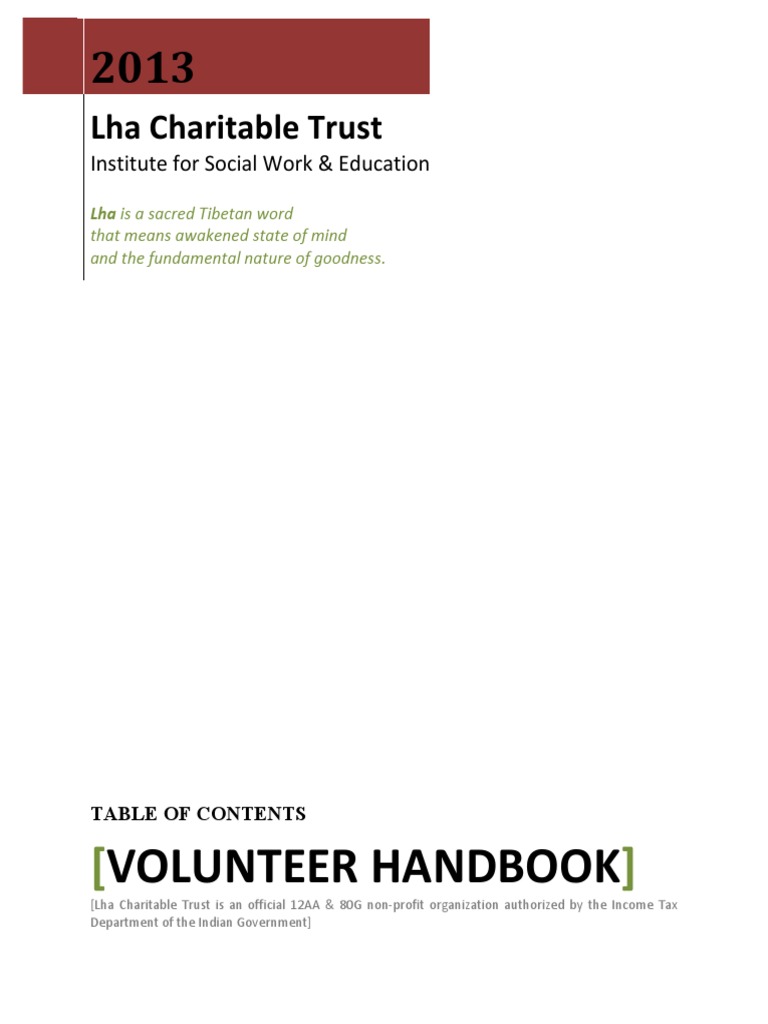 Lha Charitable Trust Volunteer Handbook | PDF | Personally Identifiable ...
