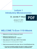 Introductory Microeconomics: Dr. Jennifer P. Wissink