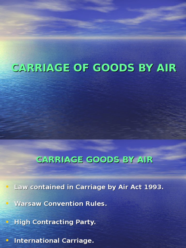 Carriage by Air PDF Common Law Private Law