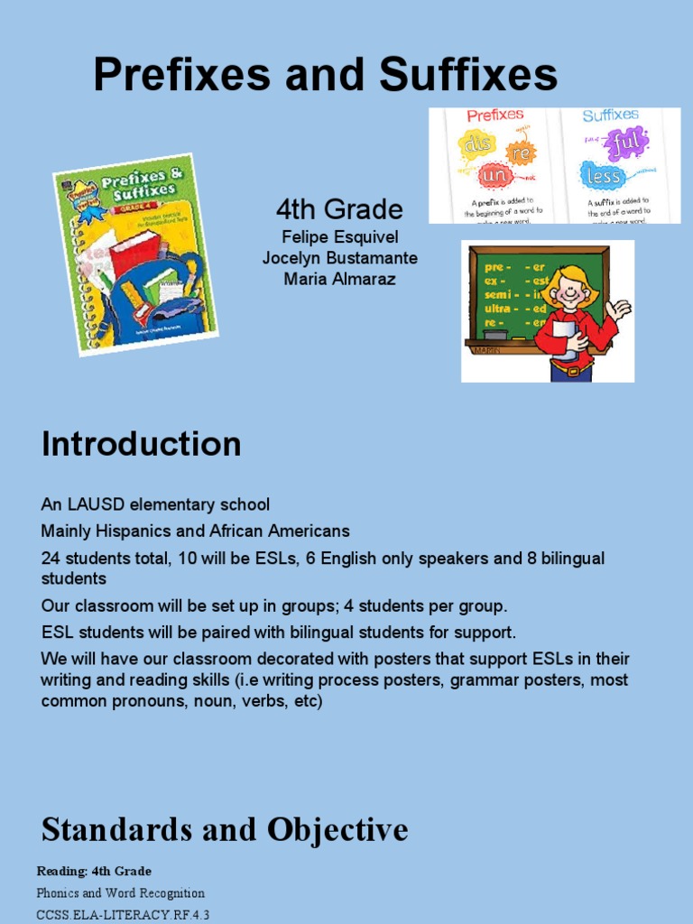 Prefixes and Suffixes: 4th Grade