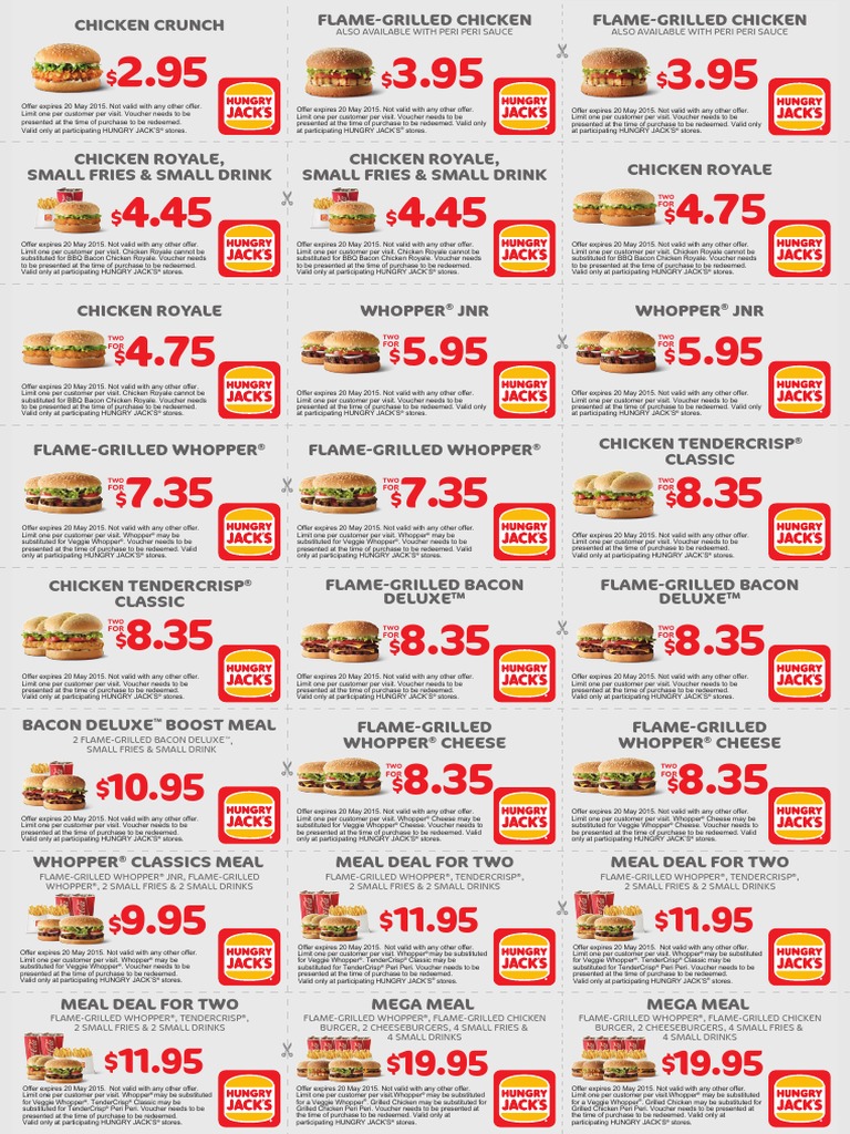 Hungry Jacks Vouchers PDF Hamburgers American Cuisine — free download