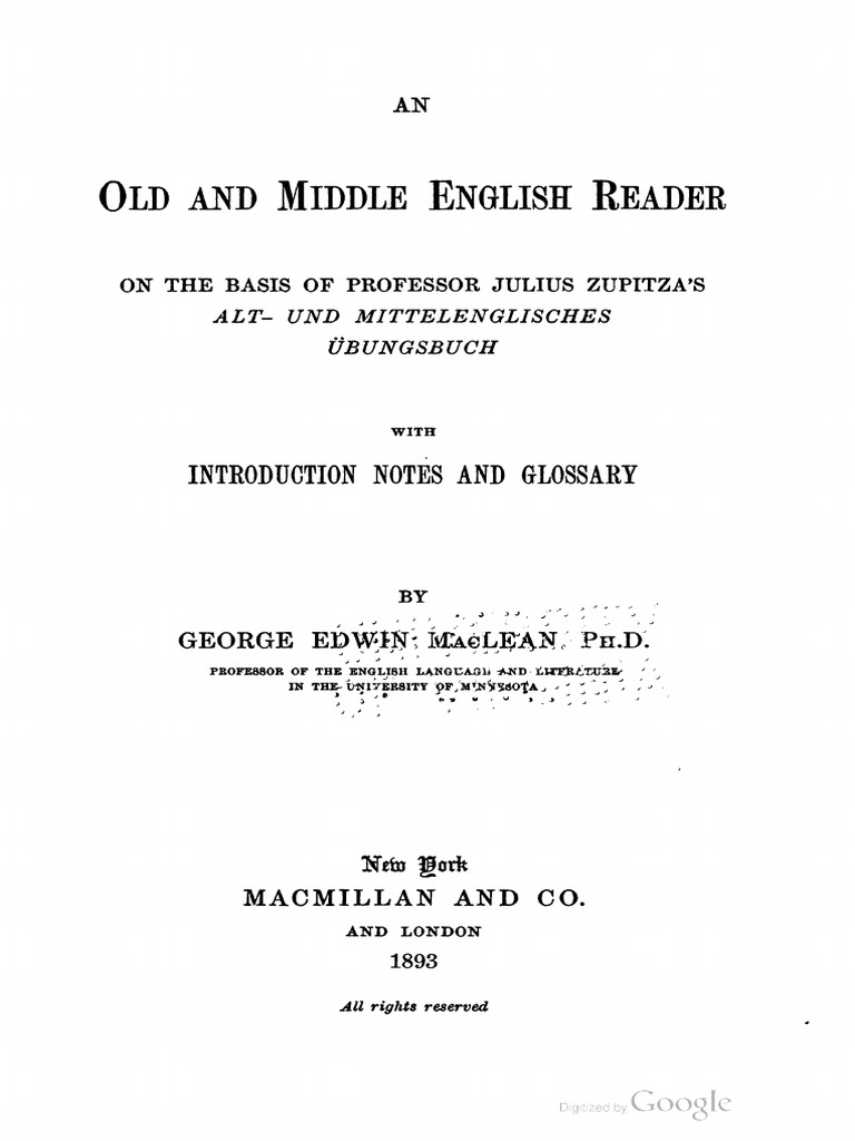 MacLean 1893 - Old and Middle English Reader | PDF