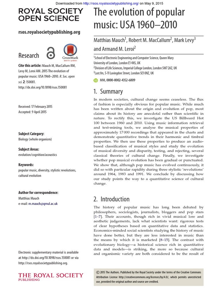 The Evolution of Popular Music 1960.2020.full | PDF | Social Science ...