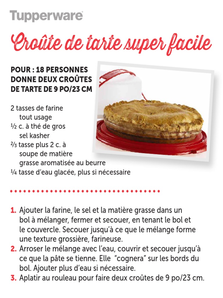 Pate A Tarte Tupperware Pdf Ingredients Alimentaires Nourriture Et Boisson