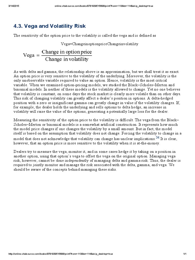 4.3. Vega and Volatility Risk | PDF