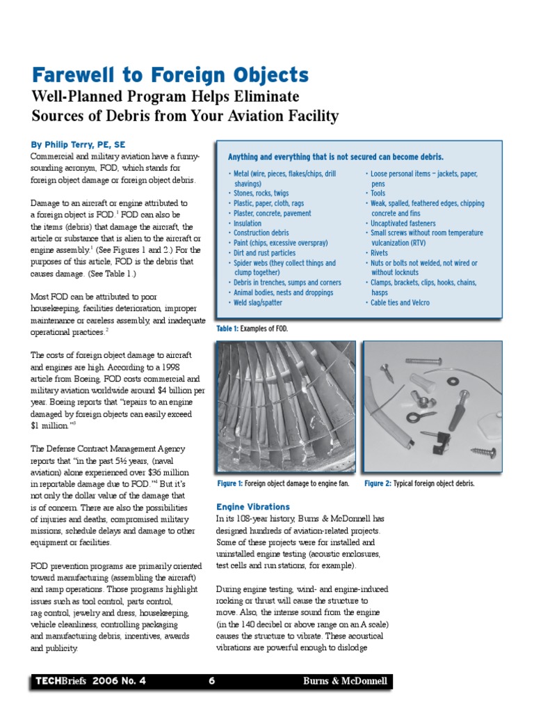 FOD Prevention in Aviation Facilities | PDF | Foreign Object Damage | Screw