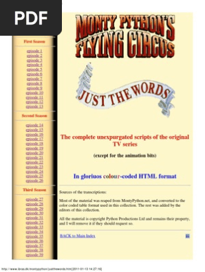 Monty Python Flying Circus Complete Scripts Pdf Monty Python