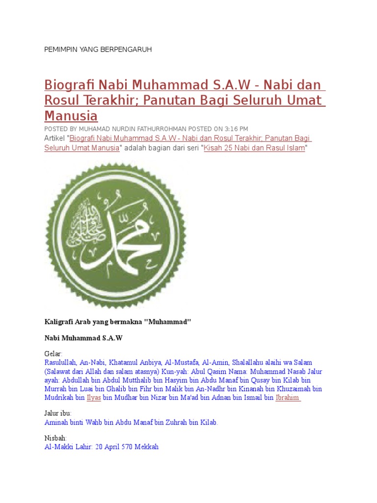 Al-Amin: Julukan Nabi Muhammad SAW | PDF | Agama & Spiritualitas