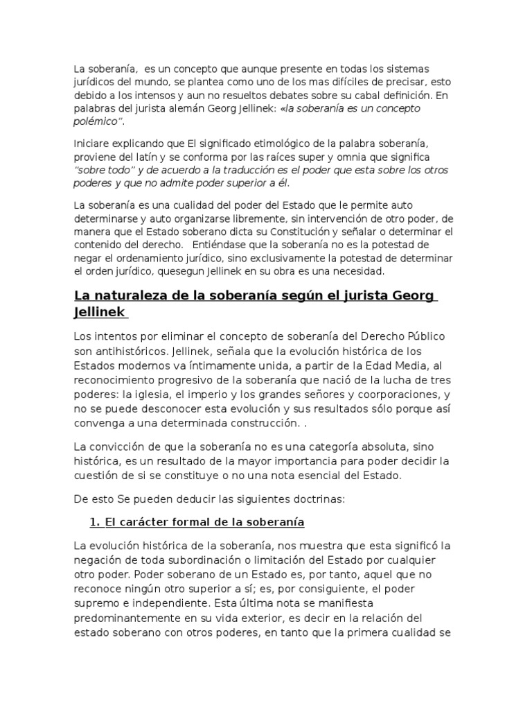 La naturaleza de la soberanía según el jurista Jellinek