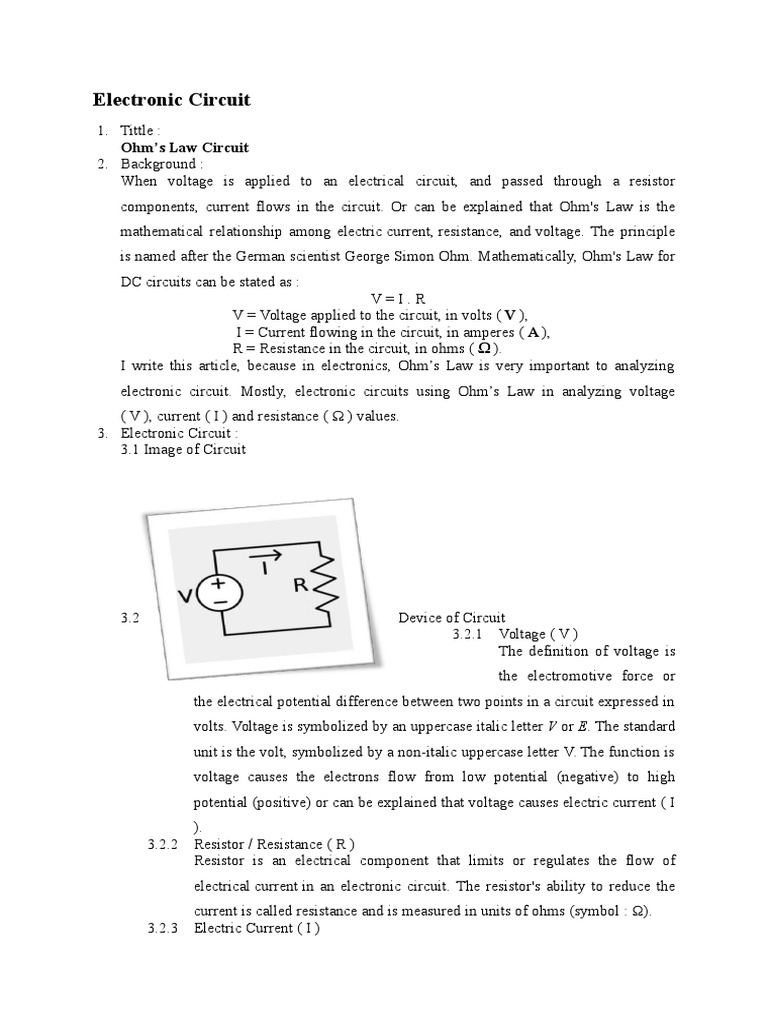 Electronic Circuit: Ohm's Law Circuit | PDF