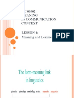 UC 00902: Meaning in Communication Context Lesson 4: Meaning and Lexime