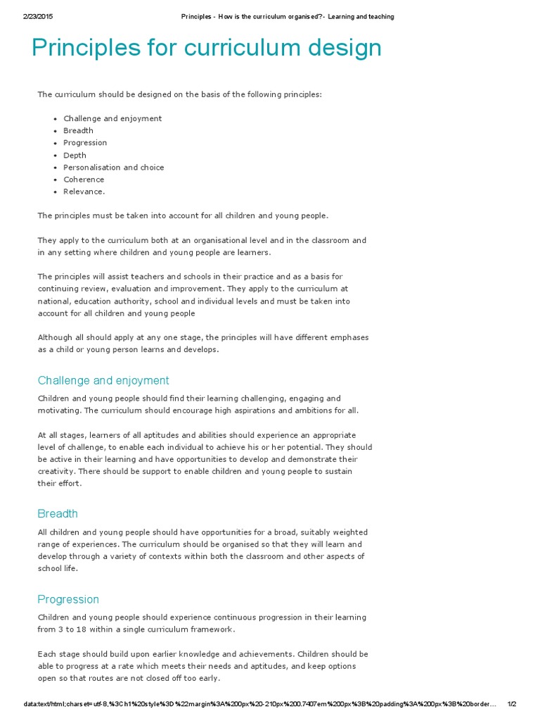 Curriculum Design Principles Explained | PDF | Curriculum | Learning