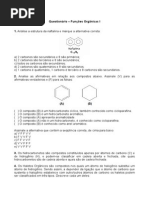 Questionário de Funções Orgânicas I