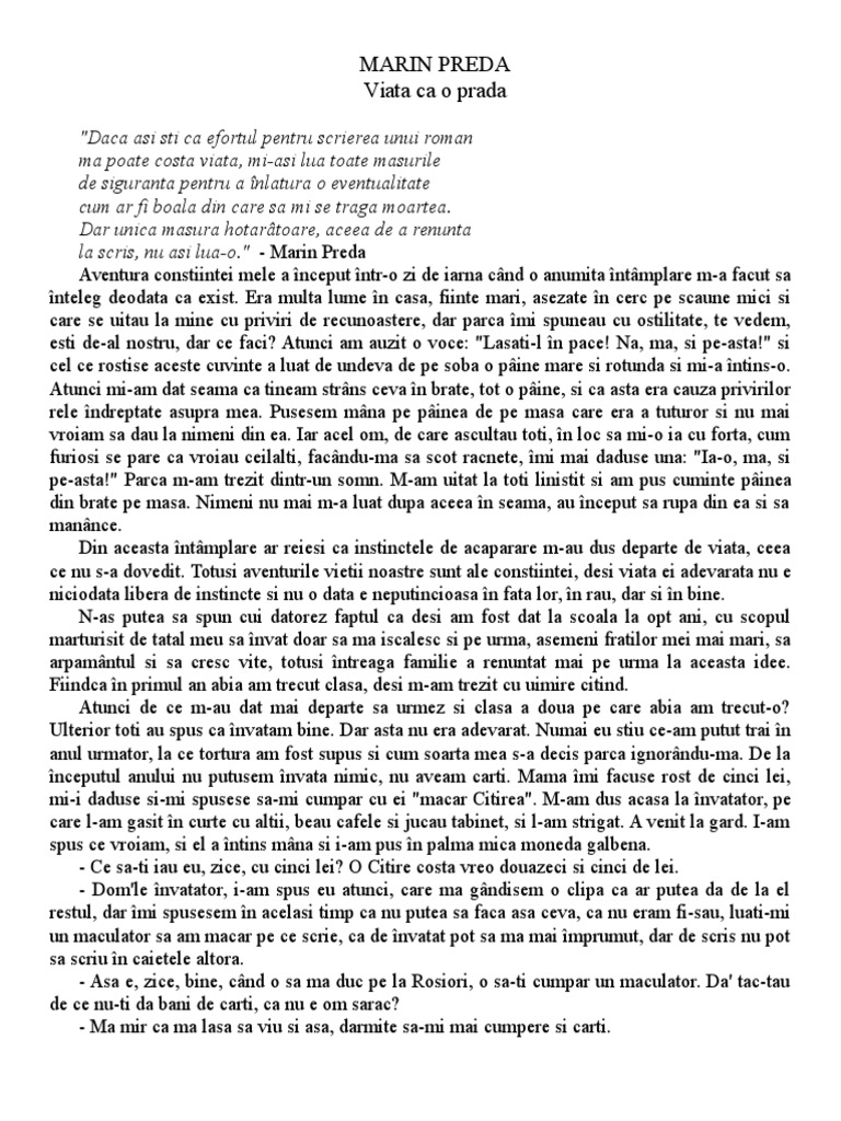 Viata Ca O Prada Marin Preda