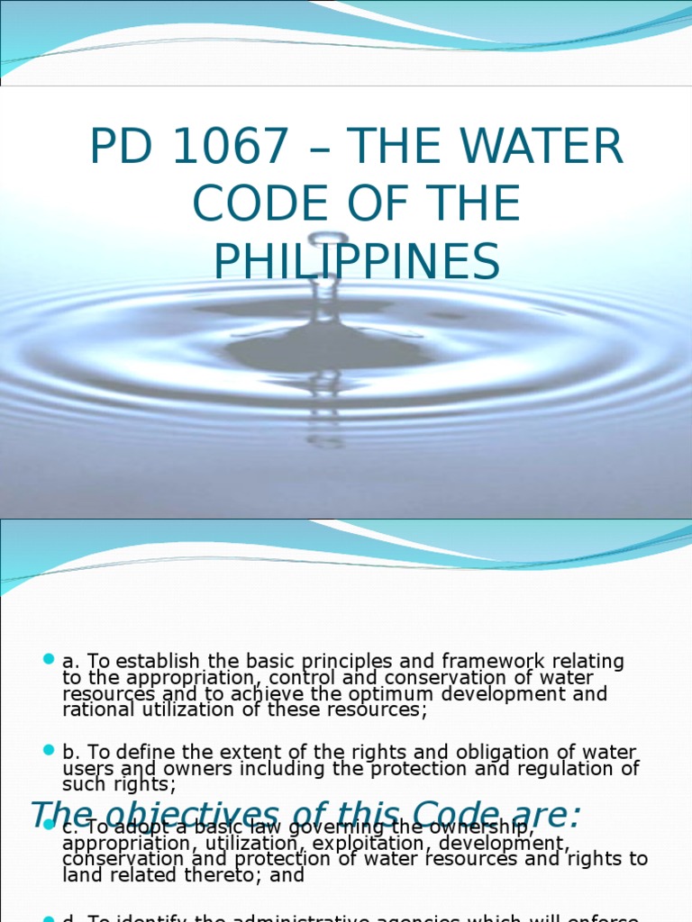 PD 1067 Water Code of The Philippines | PDF | Water Resources | Water Right