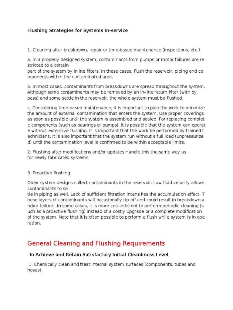 Flushing and Cleaning Strategies for Systems | PDF