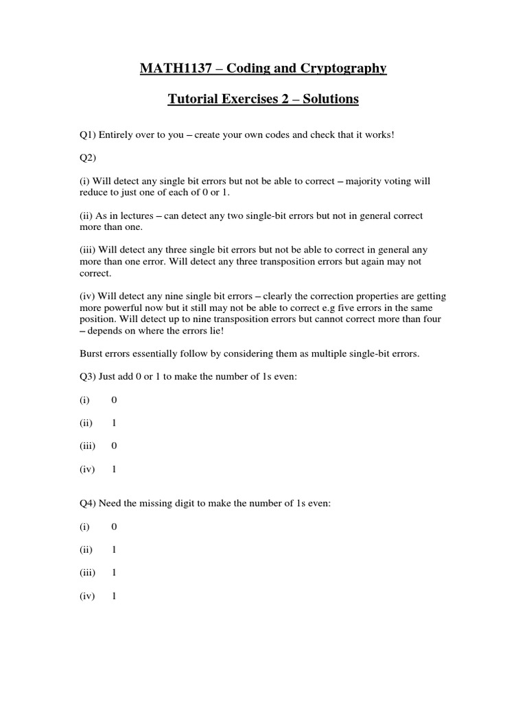 Coding & Cryptography Solutions | PDF