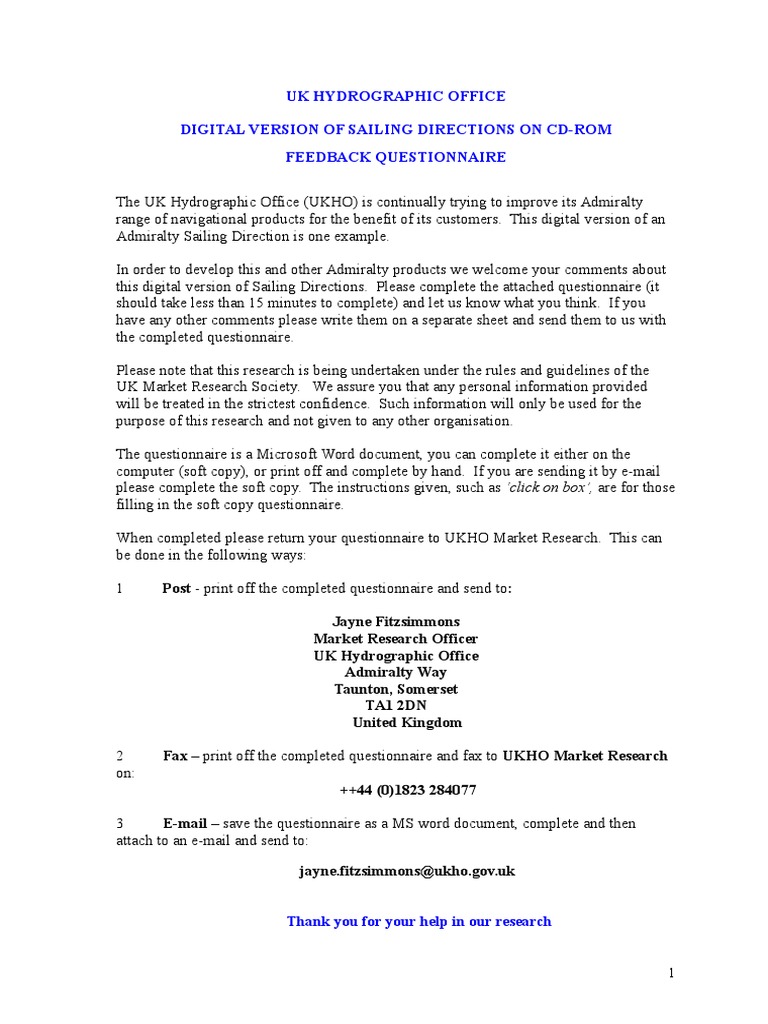 Uk Hydrographic Office Digital Version of Sailing Directions On Cd-Rom ...