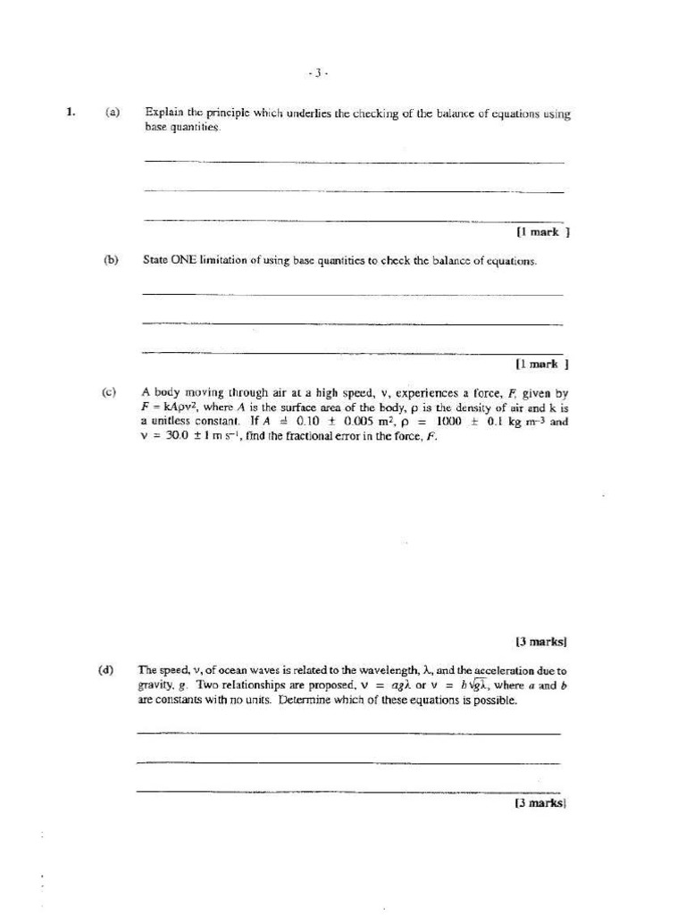 CAPE Physics Unit1 Paper 1 2003 | PDF