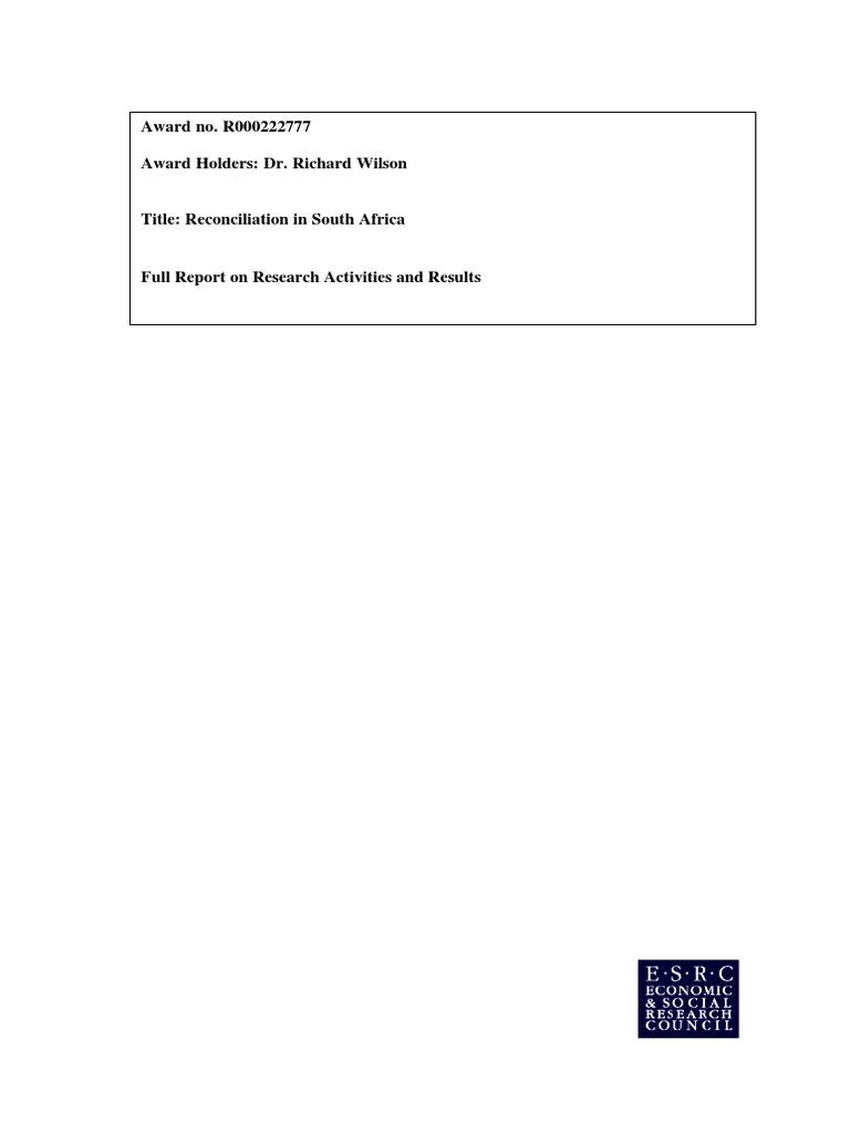 Reconciliation and Revenge in Post-Apartheid South Africa: Rethinking ...