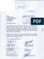 Carta Motivación Proyecto de Ley que declara la necesidad de la reforma constitucional 2015