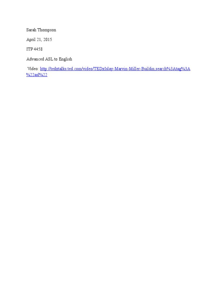 Sarah Thompson Project D Building An Asl Community | PDF | Language ...
