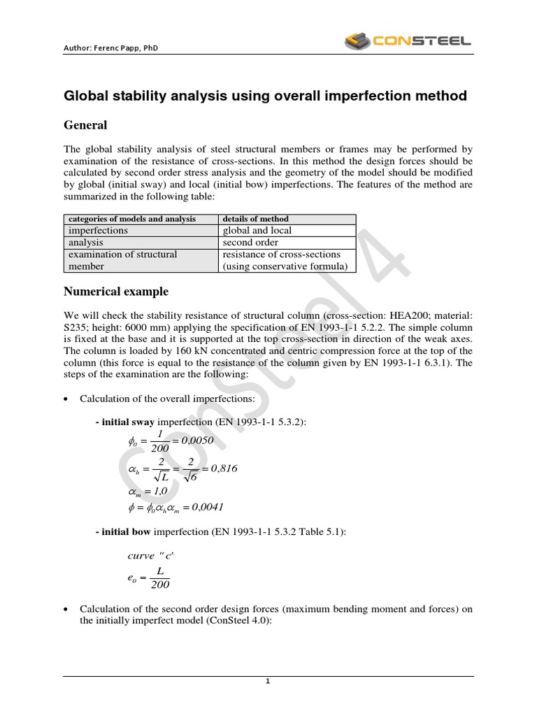 Overall Imperfection Method | PDF | Column | Buckling