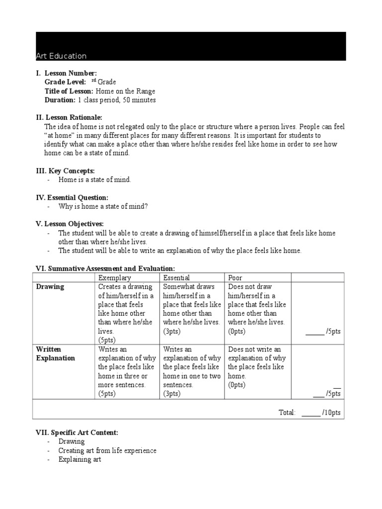 Lesson Plan Format: University of North Texas Art Education | PDF ...