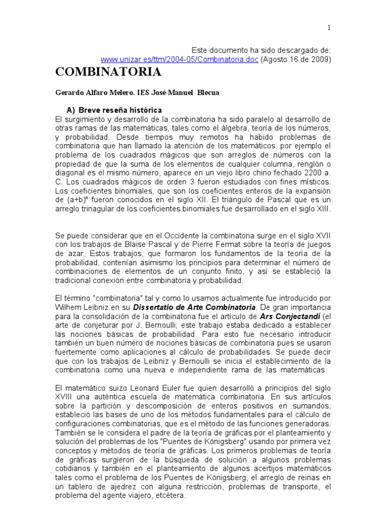 Teoría y Taller # 1 Análisis Combinatorio | PDF | Combinatoria | Números