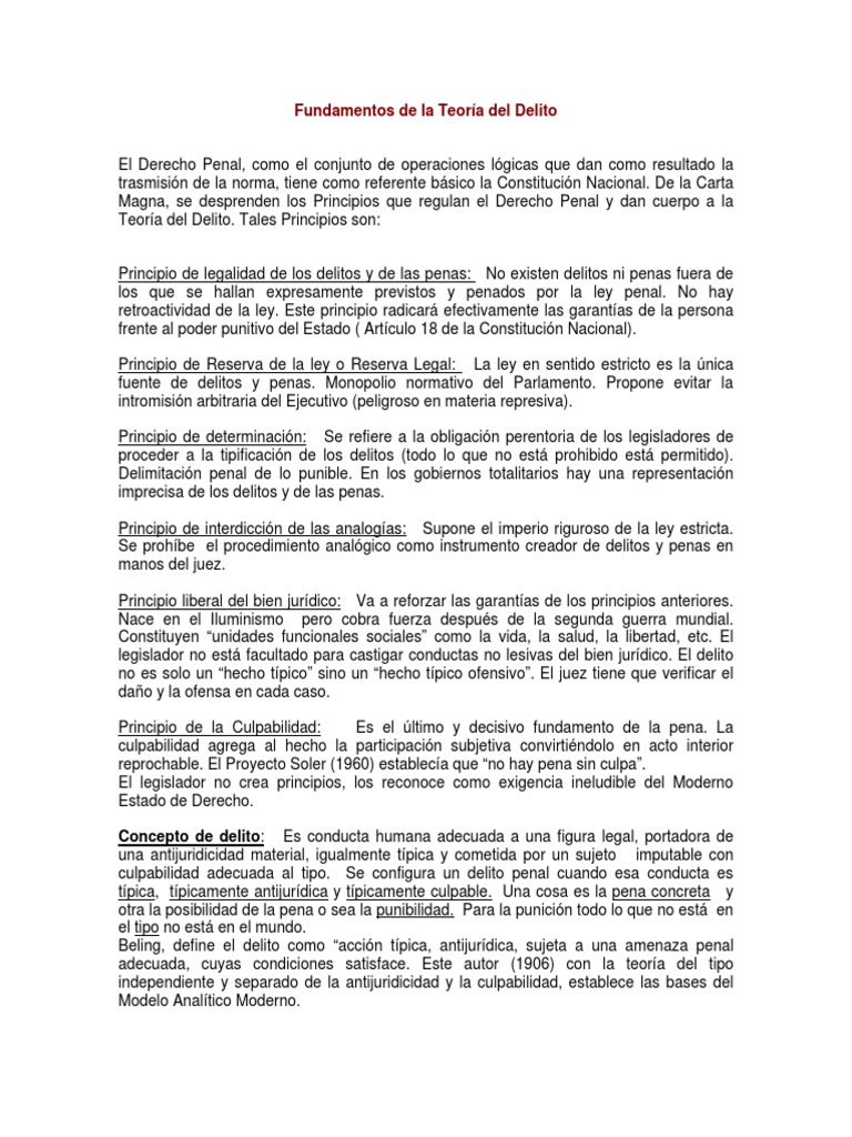 Fundamentos de la Teoría del Delito | PDF | Intención (Derecho Penal ...