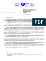 Lettre - Ministre - Janvier DS 01 2010