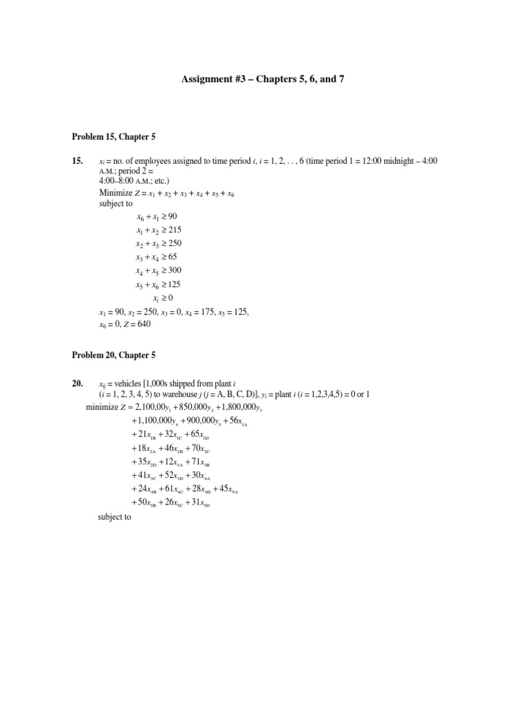 Assignment #3 - Chapters 5, 6, and 7: Problem 15, Chapter 5 15 | PDF