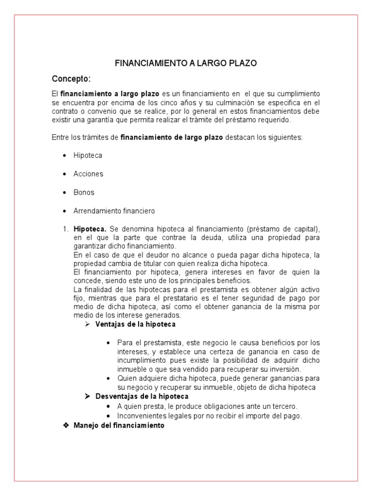 Opciones de Financiamiento a Largo Plazo | PDF | Compartir (Finanzas ...