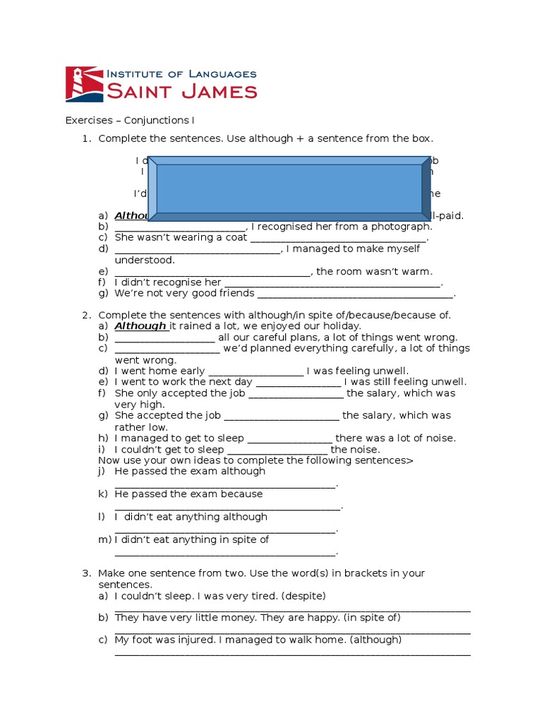 ILSTJ - Exercises Conjunctions I | PDF | Language Arts & Discipline ...