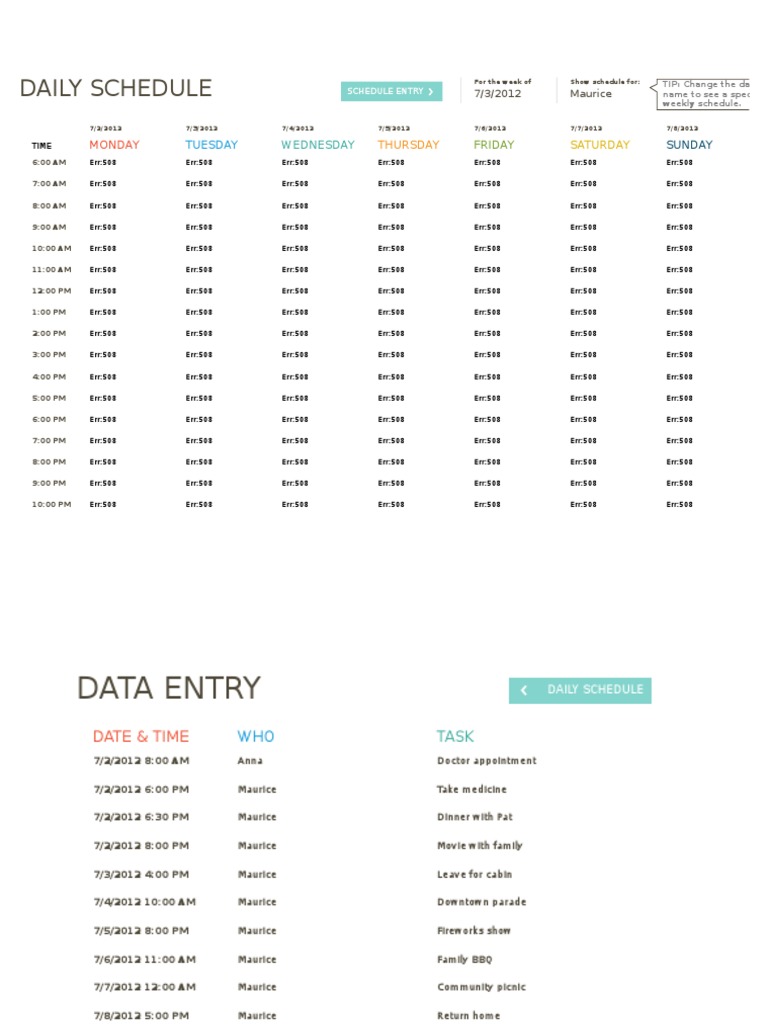Weekly Schedule Overview | PDF | Home & Garden